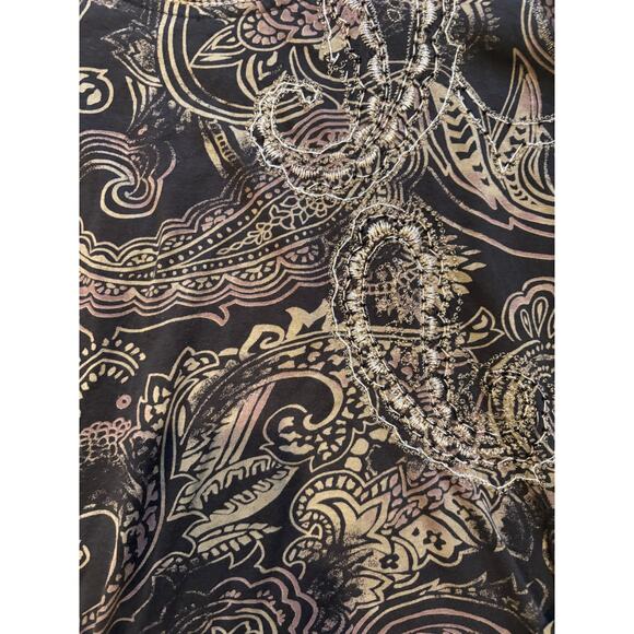 Vintage Y2K Coldwater Creek Dark Paisley Embellished & Sheer Sleeves - Size S - Picture 3 of 4